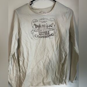 Levi Strauss Long Sleeve White T-Shirt Rhinestone￼d Women’s Large